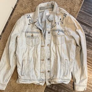Old navy Light Blue Denim Jacket with Floral Embroidery